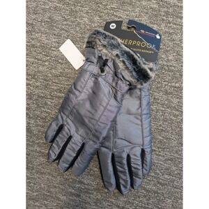 Weatherproof Women's Size‎ M Gray Faux Fur Trim Sensatec Touch Screen Gloves NWT